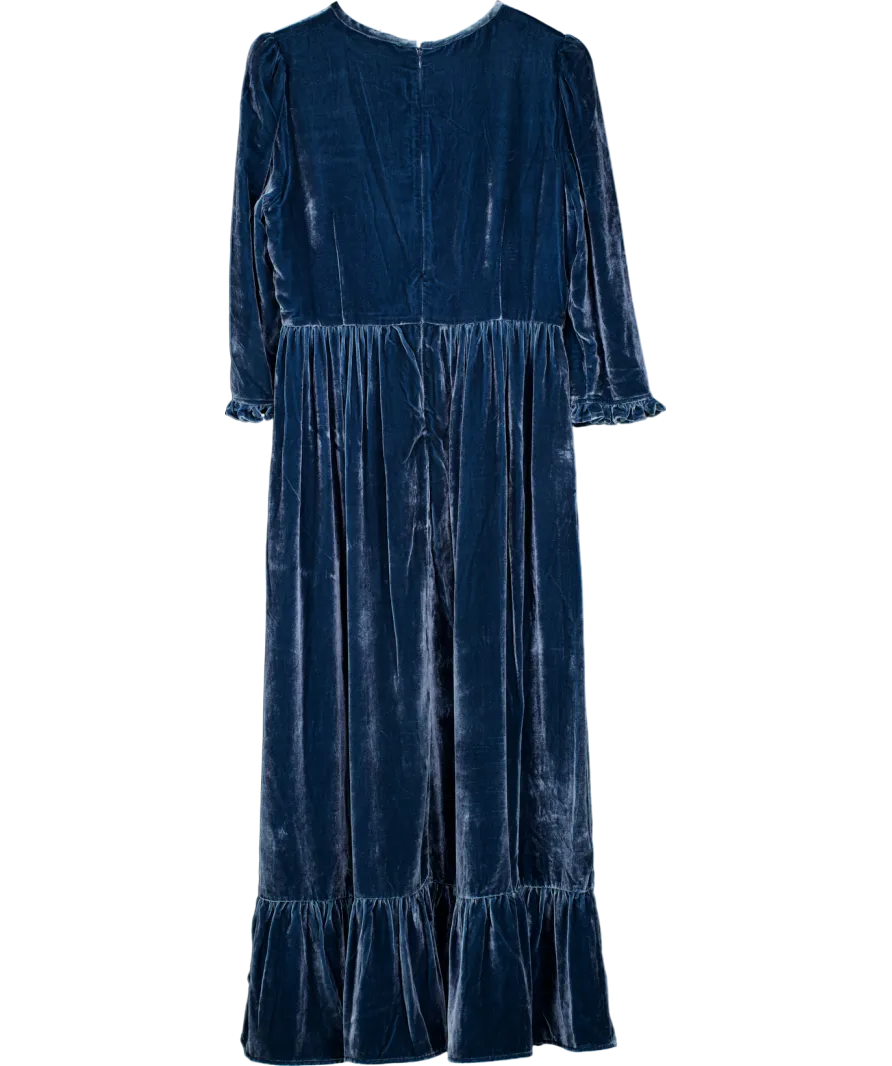 By Iris Blue Velvet Shae Maxi Dress UK L