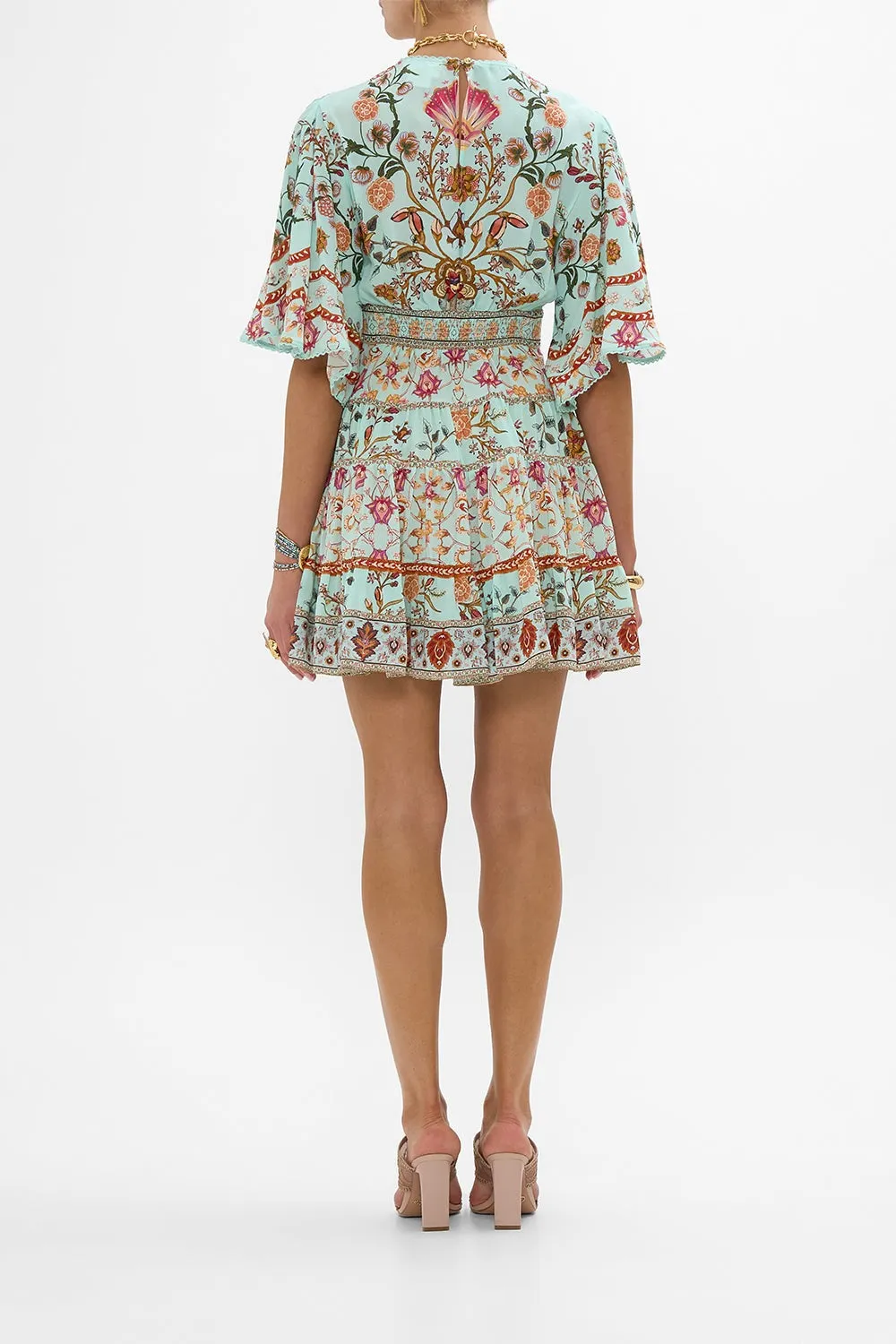 Camilla Tiered Skirt Mini Dress in Weaving Wor