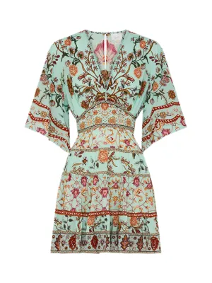 Camilla Tiered Skirt Mini Dress in Weaving Wor