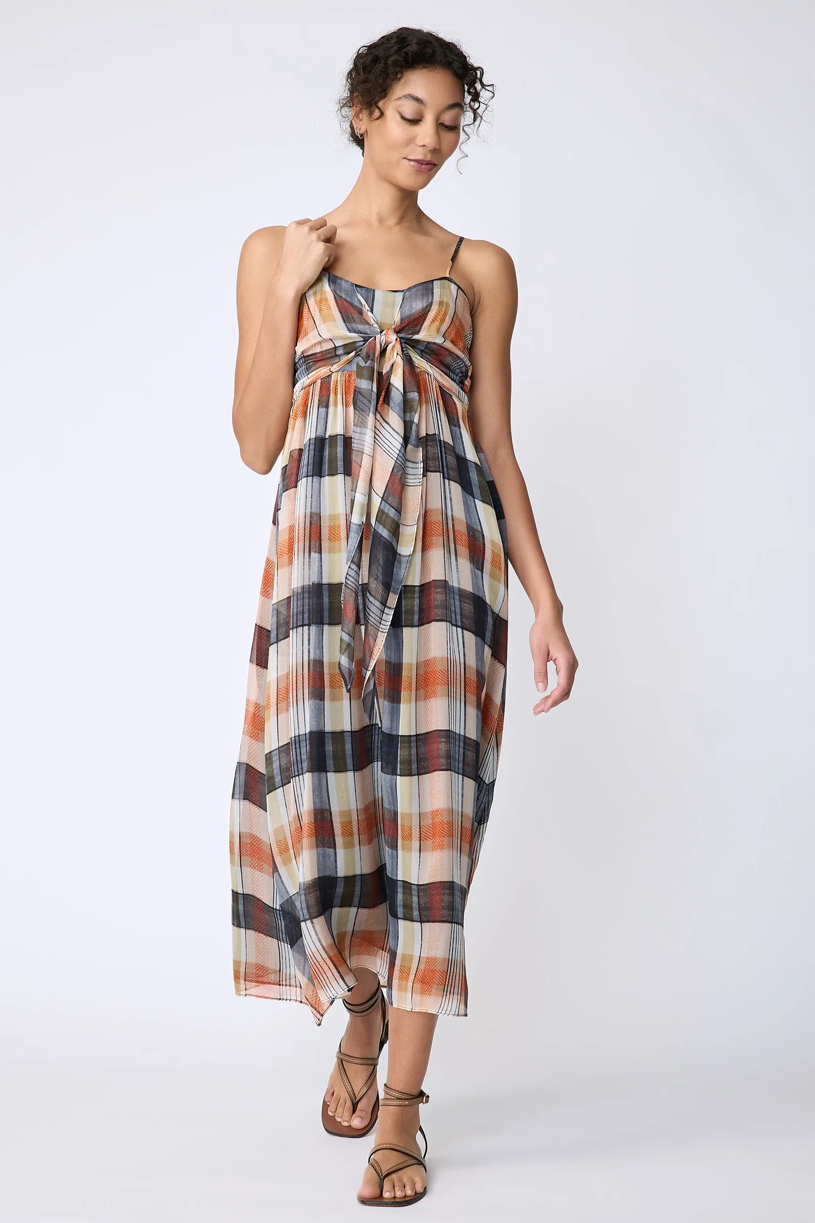 Cassie Tie Dress - Plaid
