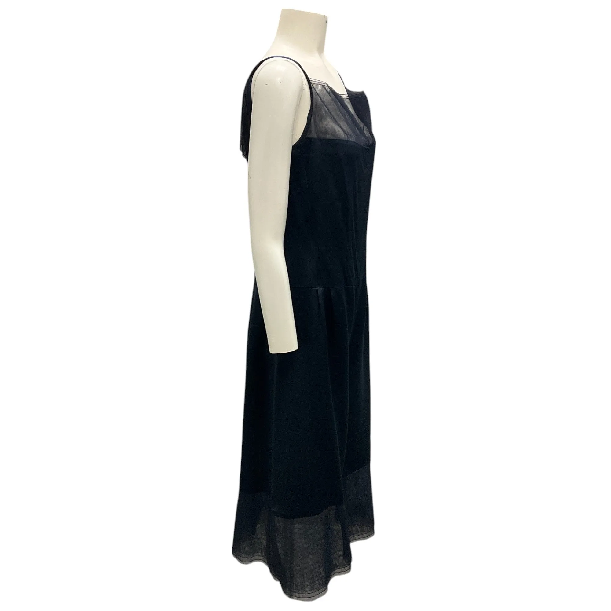 Chanel Boutique Vintage 1999 Navy Blue Tulle Trimmed Silk Robe and Dress Two-Piece Set