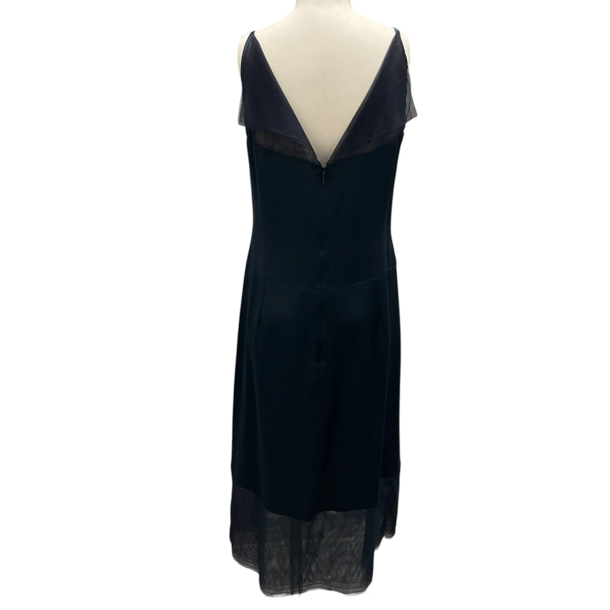 Chanel Boutique Vintage 1999 Navy Blue Tulle Trimmed Silk Robe and Dress Two-Piece Set
