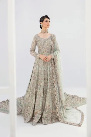Charming Pakistani Bridal Lehenga Designs in Embellished Heavy Zardozi Work for Wedding Wear in Long Tail Gown with Dupatta #BN940