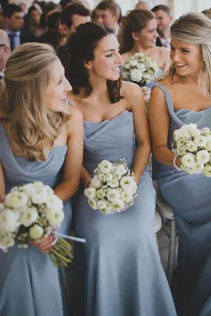 Cheap Column Chiffon Ruffles One Shoulder Long Bridesmaid Dresses on Line, MB120