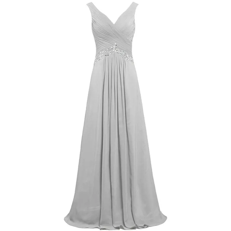 Chiffon Bridesmaid Dresses Long Formal Prom Dress Beaded Wedding Gowns