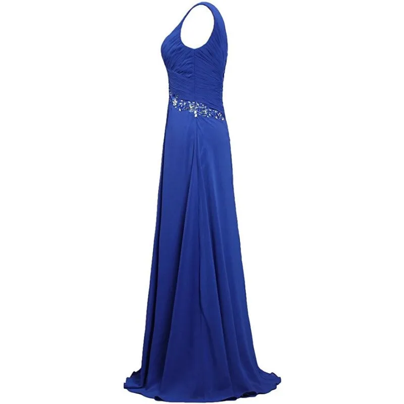 Chiffon Bridesmaid Dresses Long Formal Prom Dress Beaded Wedding Gowns