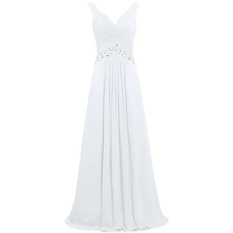 Chiffon Bridesmaid Dresses Long Formal Prom Dress Beaded Wedding Gowns