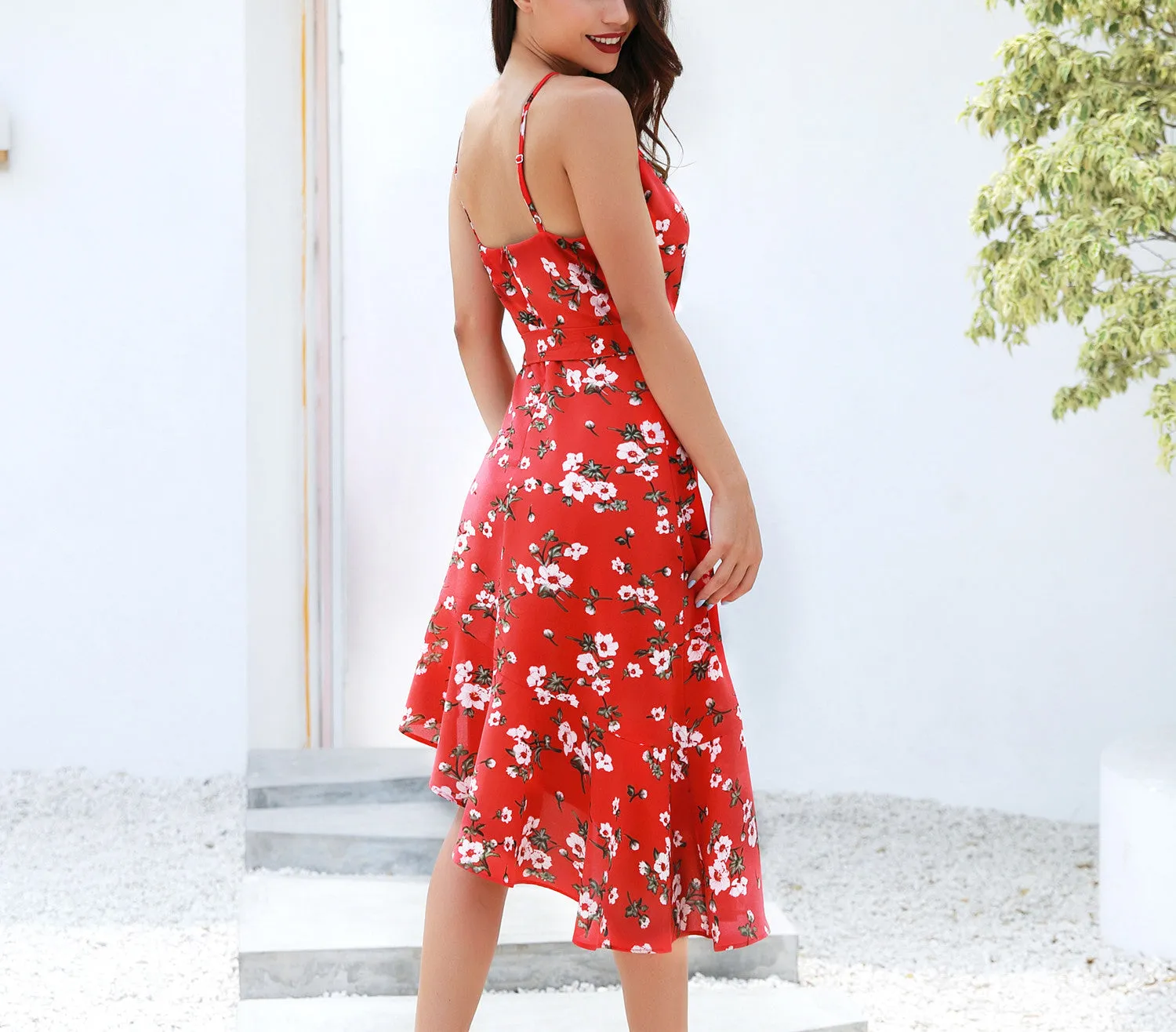 Chiffon Print Sexy Halter Dress