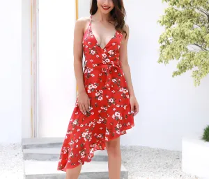 Chiffon Print Sexy Halter Dress