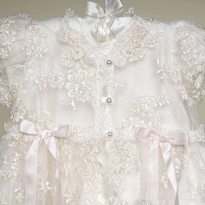 Christening Gown Baby Girl Lace Toddler Dress for Age 3-24 Months