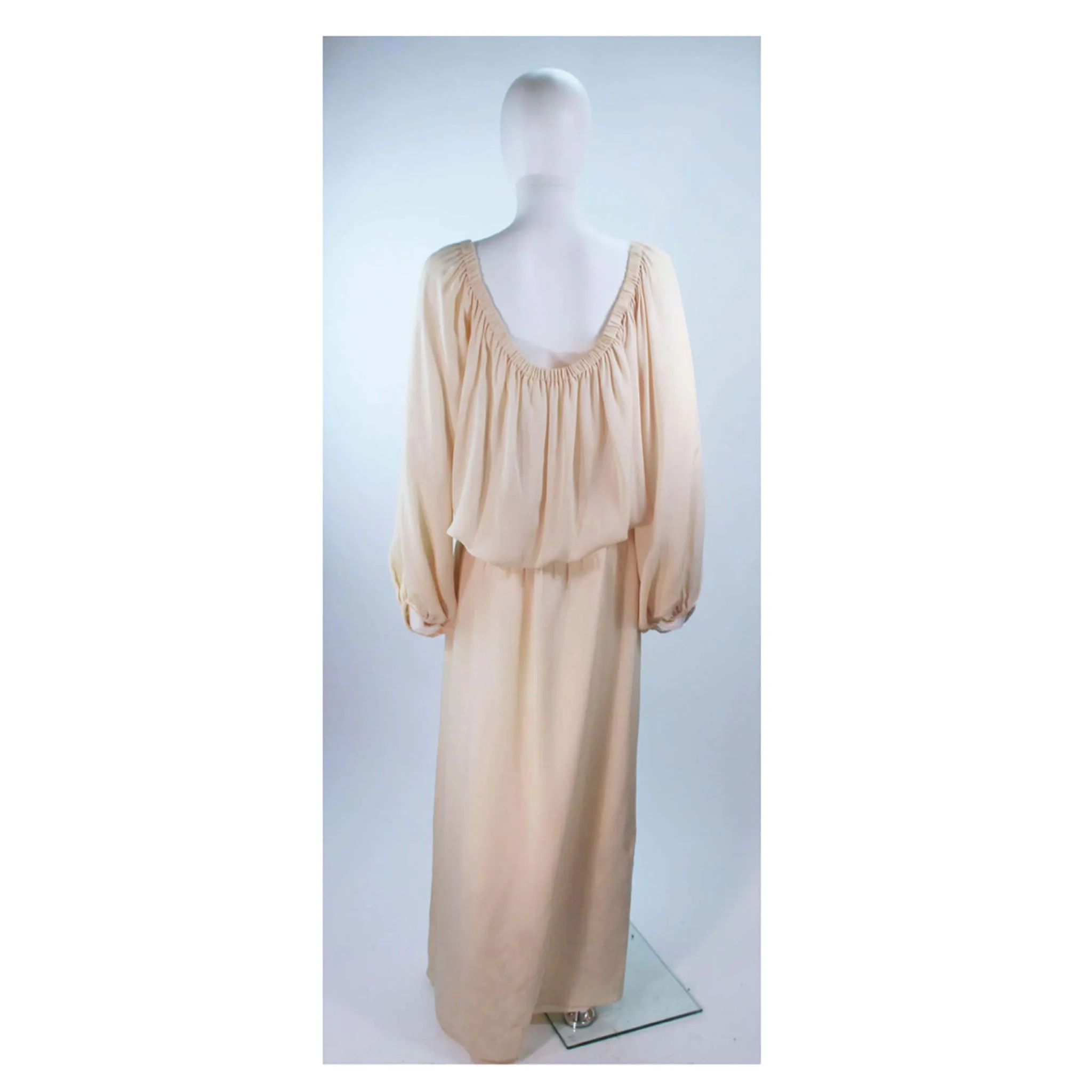 CHRISTIAN DIOR Nude Silk Chiffon Gown