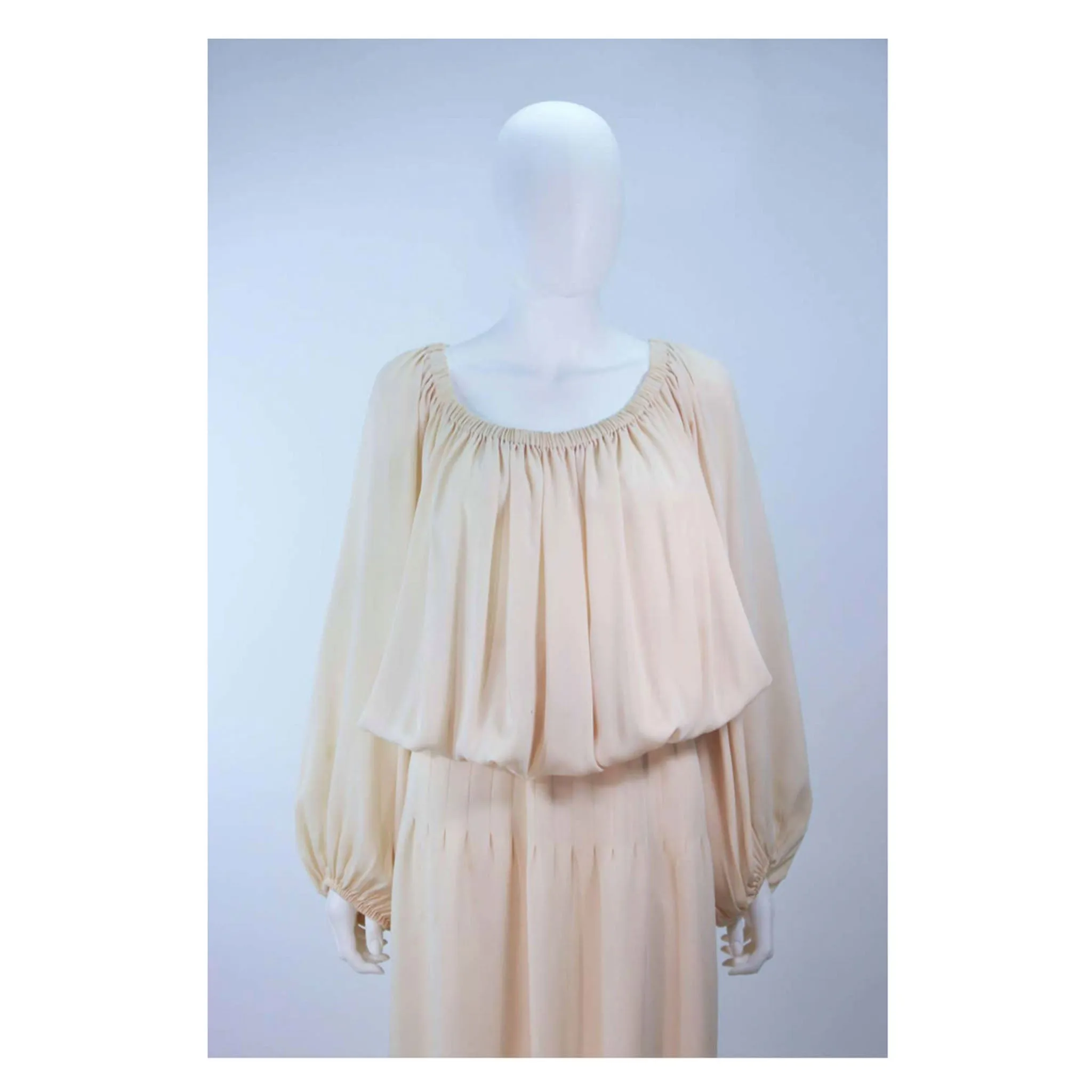 CHRISTIAN DIOR Nude Silk Chiffon Gown