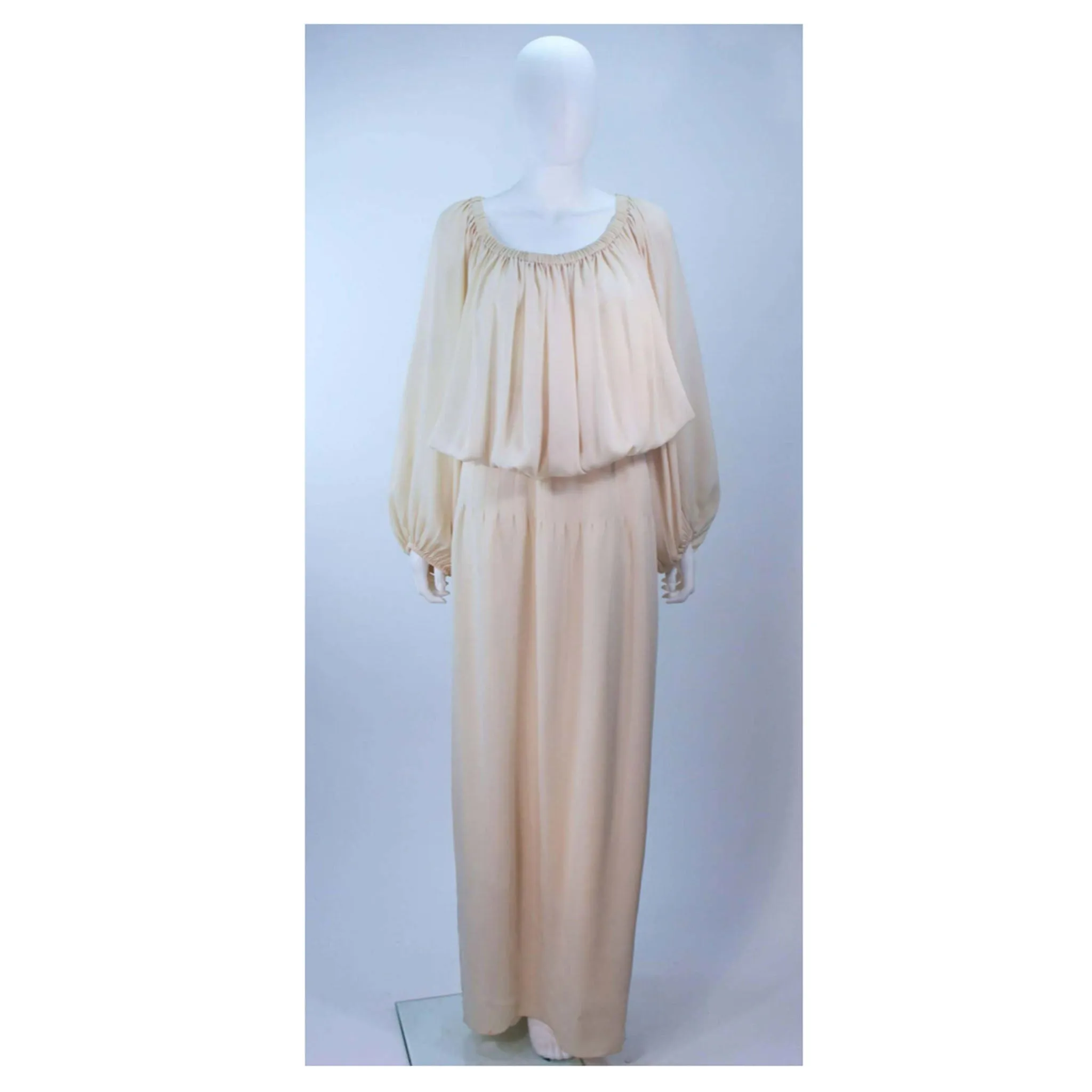 CHRISTIAN DIOR Nude Silk Chiffon Gown