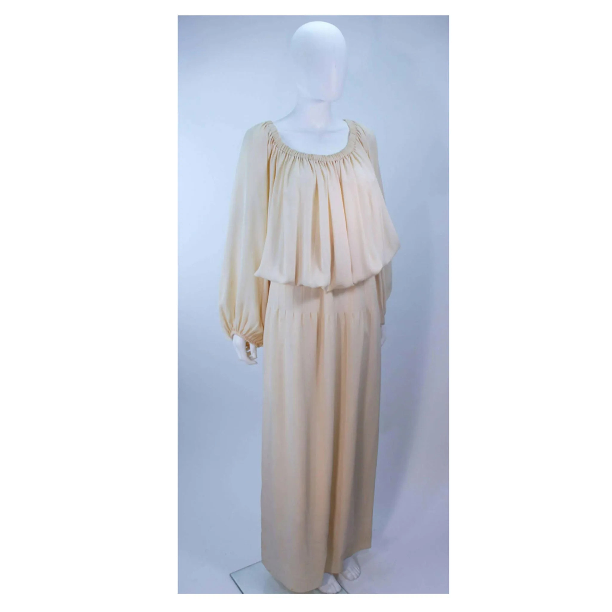 CHRISTIAN DIOR Nude Silk Chiffon Gown