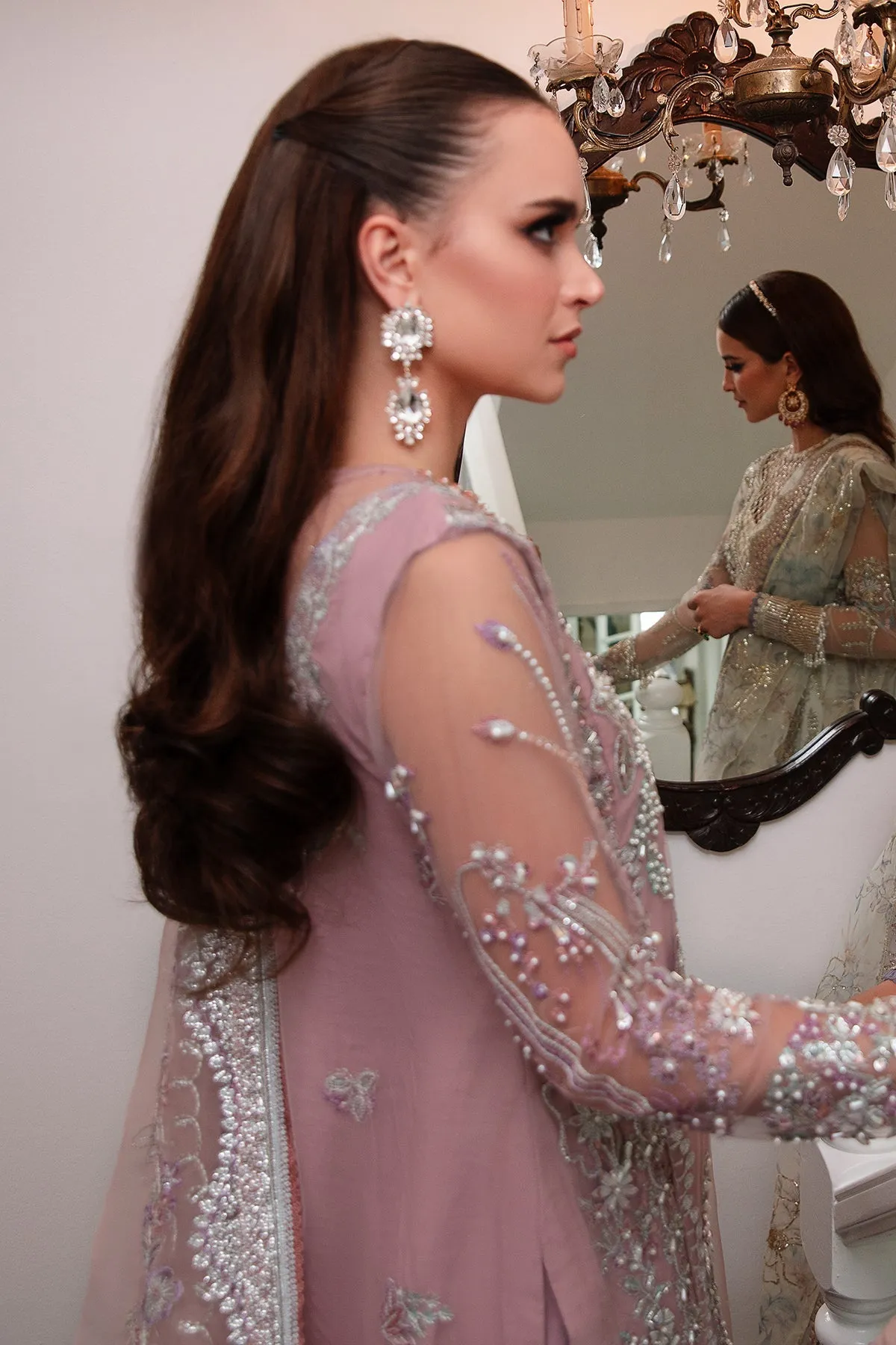 Classic Tea Pink Embroidered Pakistani Wedding Wear Kameez Sharara