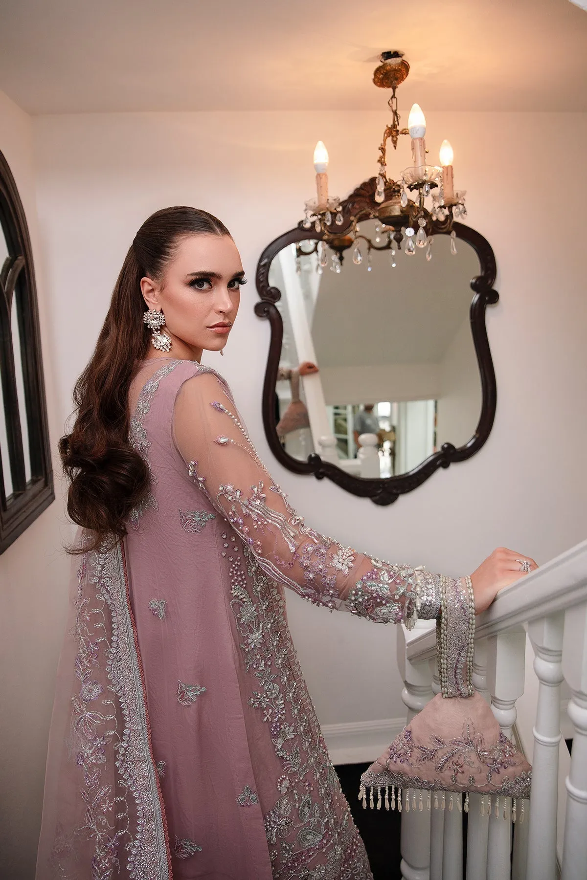 Classic Tea Pink Embroidered Pakistani Wedding Wear Kameez Sharara
