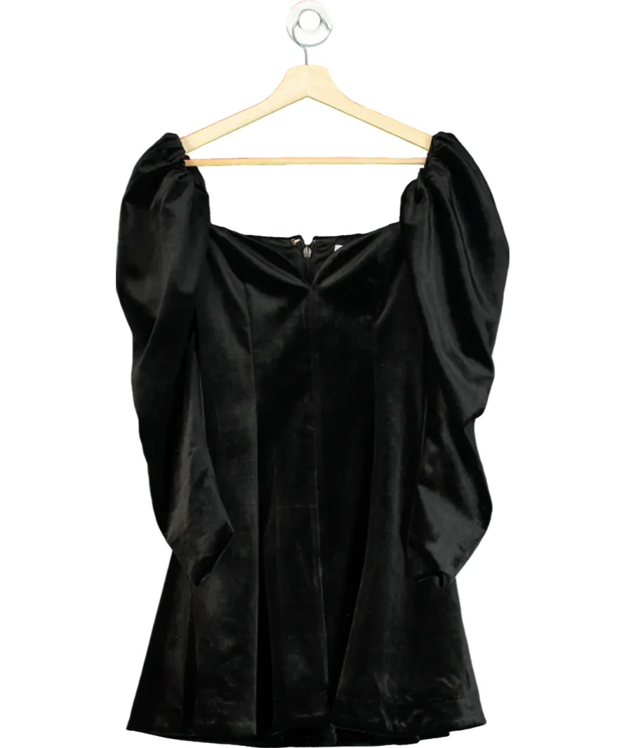 Club L Black Velvet Sweetheart Puff-sleeve Mini Dress UK 8