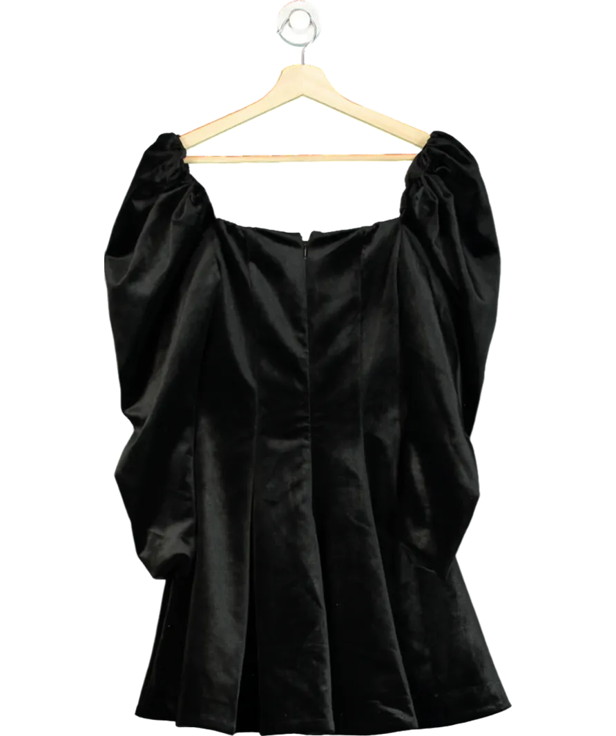 Club L Black Velvet Sweetheart Puff-sleeve Mini Dress UK 8