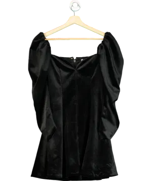 Club L Black Velvet Sweetheart Puff-sleeve Mini Dress UK 8
