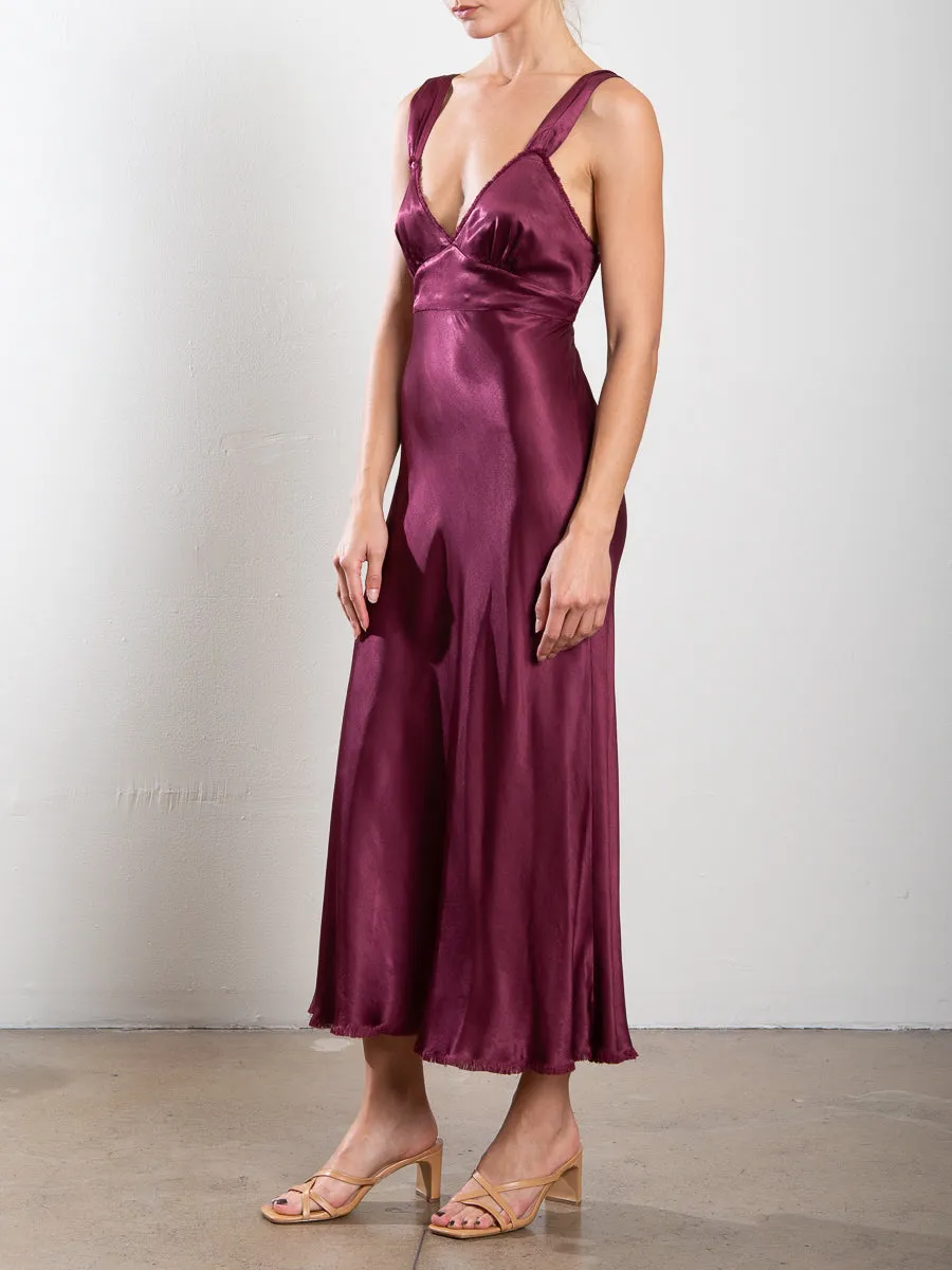 Colette Dress in Vintage Satin - Fig