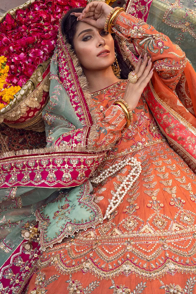 Coral Bridal Pishwas Lehenga Pakistani Wedding Dresses
