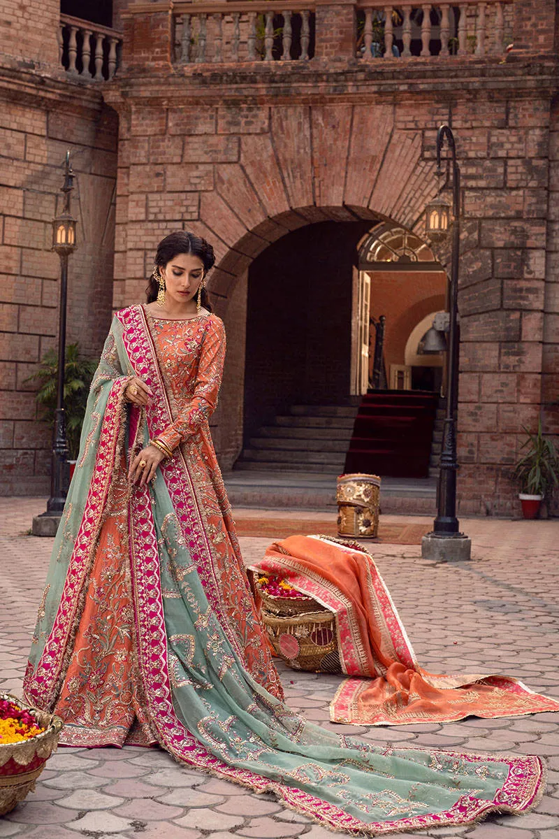 Coral Bridal Pishwas Lehenga Pakistani Wedding Dresses