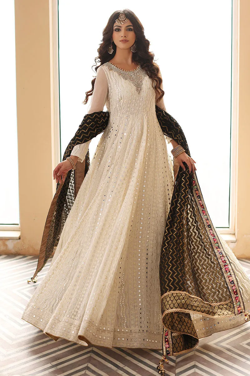 Cotton Net White Angrakha for Pakistani Wedding Dresses