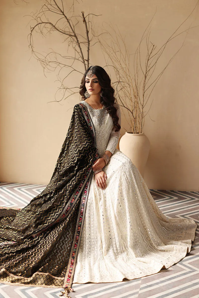 Cotton Net White Angrakha for Pakistani Wedding Dresses
