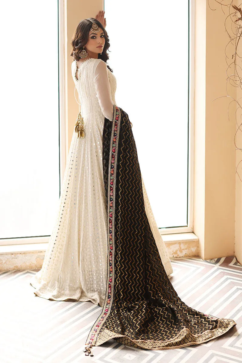 Cotton Net White Angrakha for Pakistani Wedding Dresses