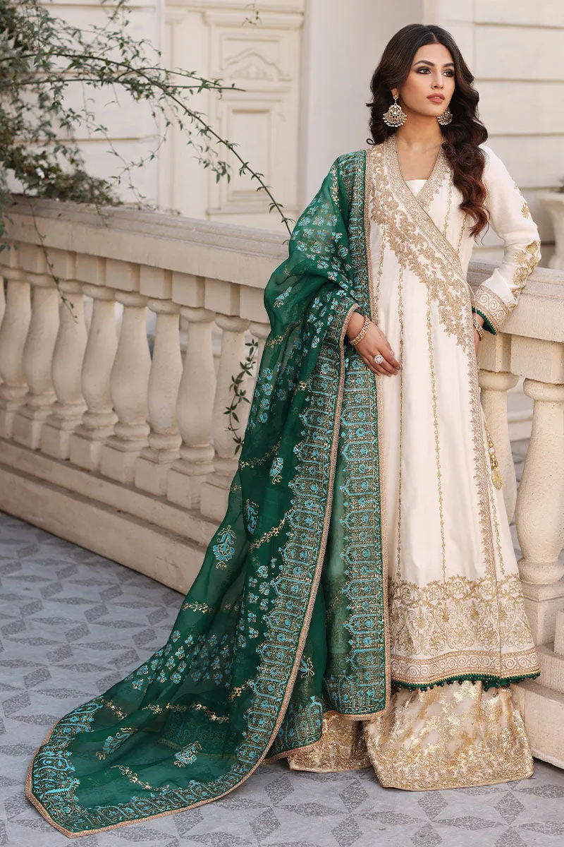Cotton Net White Green Angrakha Pakistani Wedding Dresses