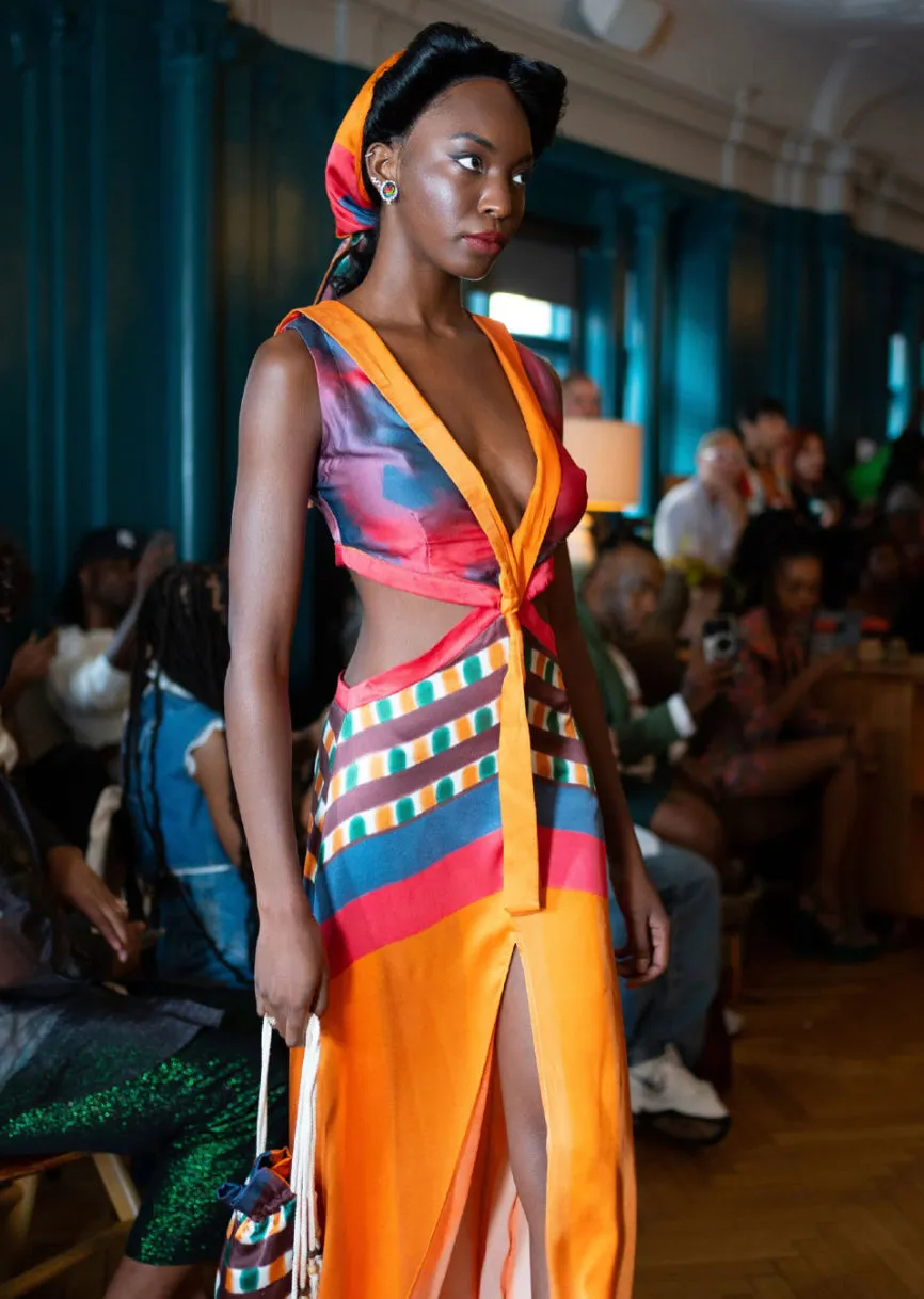 Cut Out Maxi Dress with Sailor Collar-Sundown
