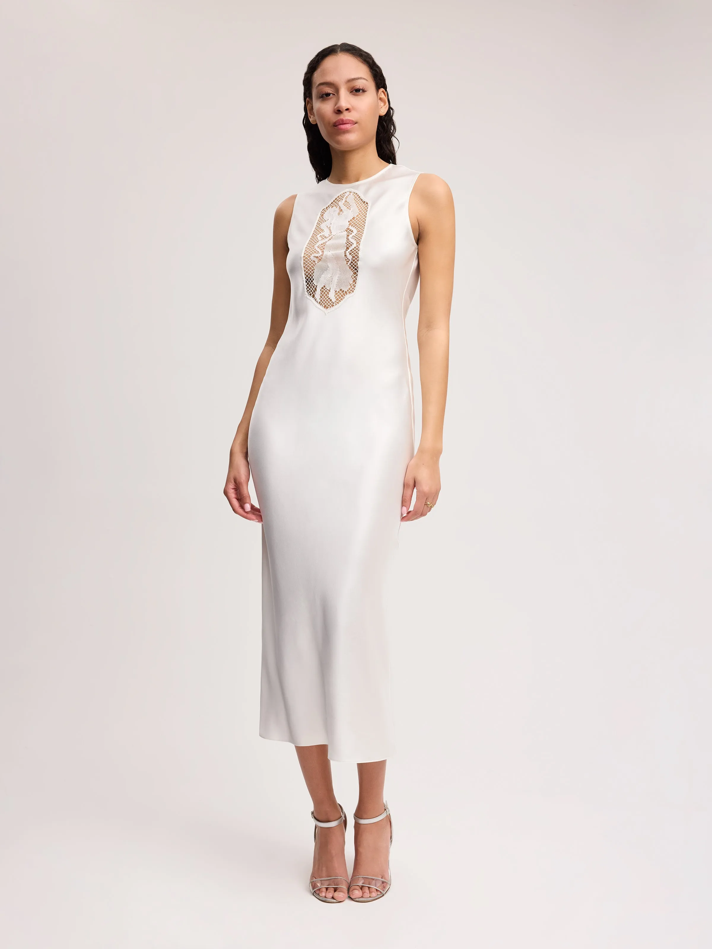 Cut-out Tank Midi Dress in Ivory