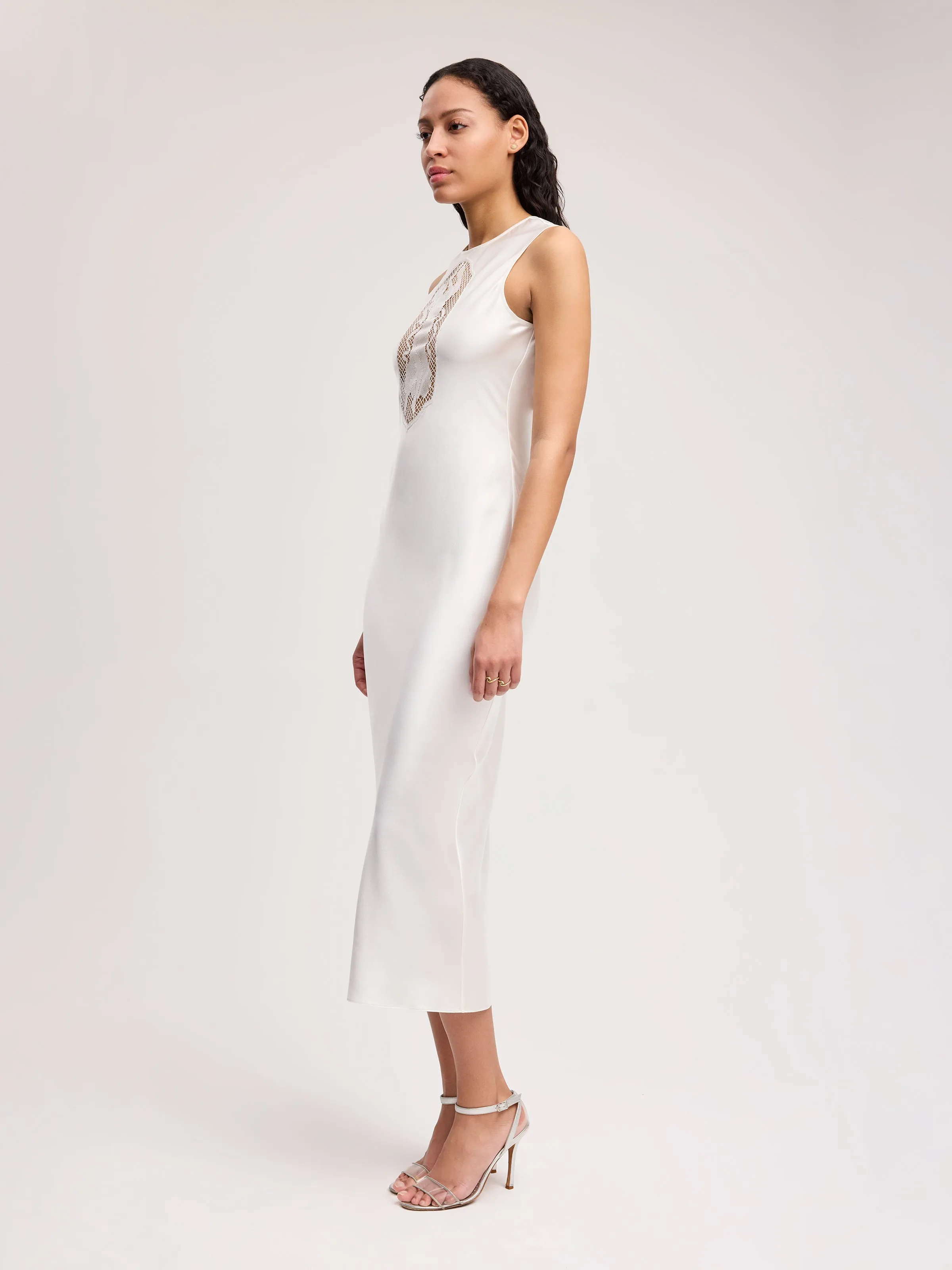 Cut-out Tank Midi Dress in Ivory