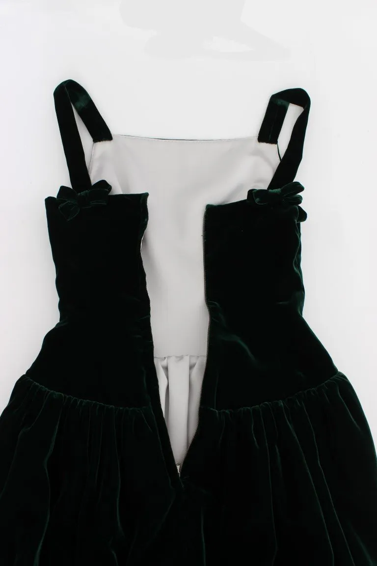 Dark Green Velvet Full Length Gown Dress