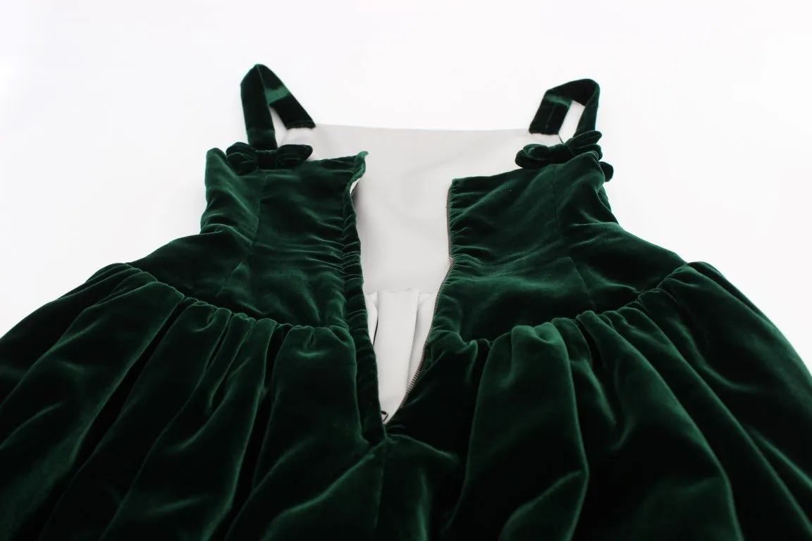 Dark Green Velvet Full Length Gown Dress