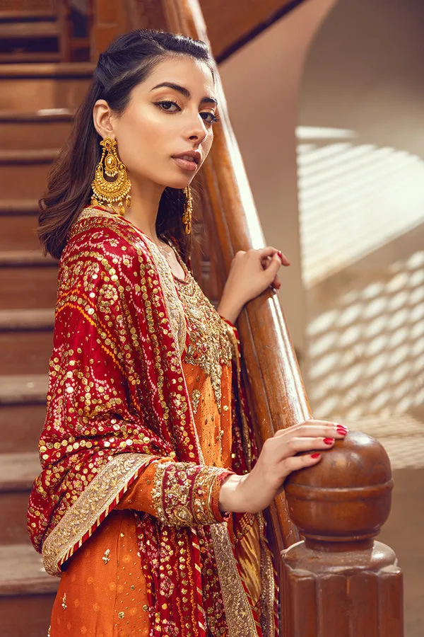 Designer Orange Kameez Salwar Pakistani Mehndi Dresses