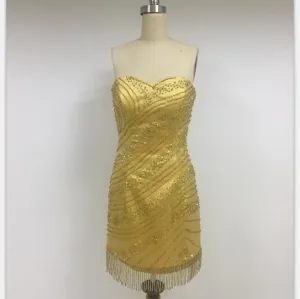 Discount Cheap Short in Size In Stock Sweetheart Gold Short Prom Dresses Online,DD009