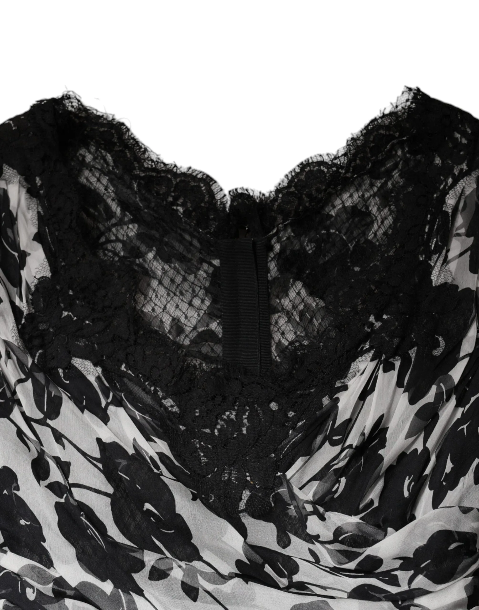 Dolce&Gabbana Women Black Dress Silk Floral Lace A-Line Maxi Ball Gown Sz IT 40