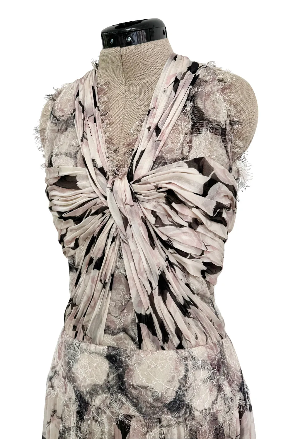 Dreamy Fall 2004 Chanel by Karl Lagerfeld Runway Look 13 & Ad Campaign Floral Lace & Chiffon Dress