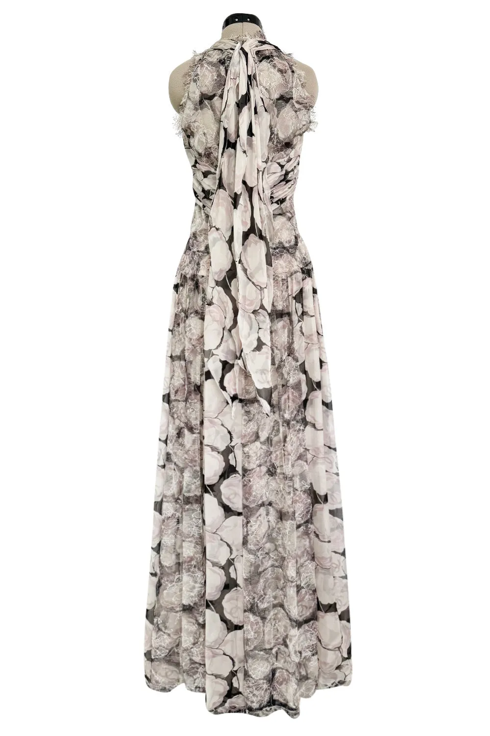 Dreamy Fall 2004 Chanel by Karl Lagerfeld Runway Look 13 & Ad Campaign Floral Lace & Chiffon Dress
