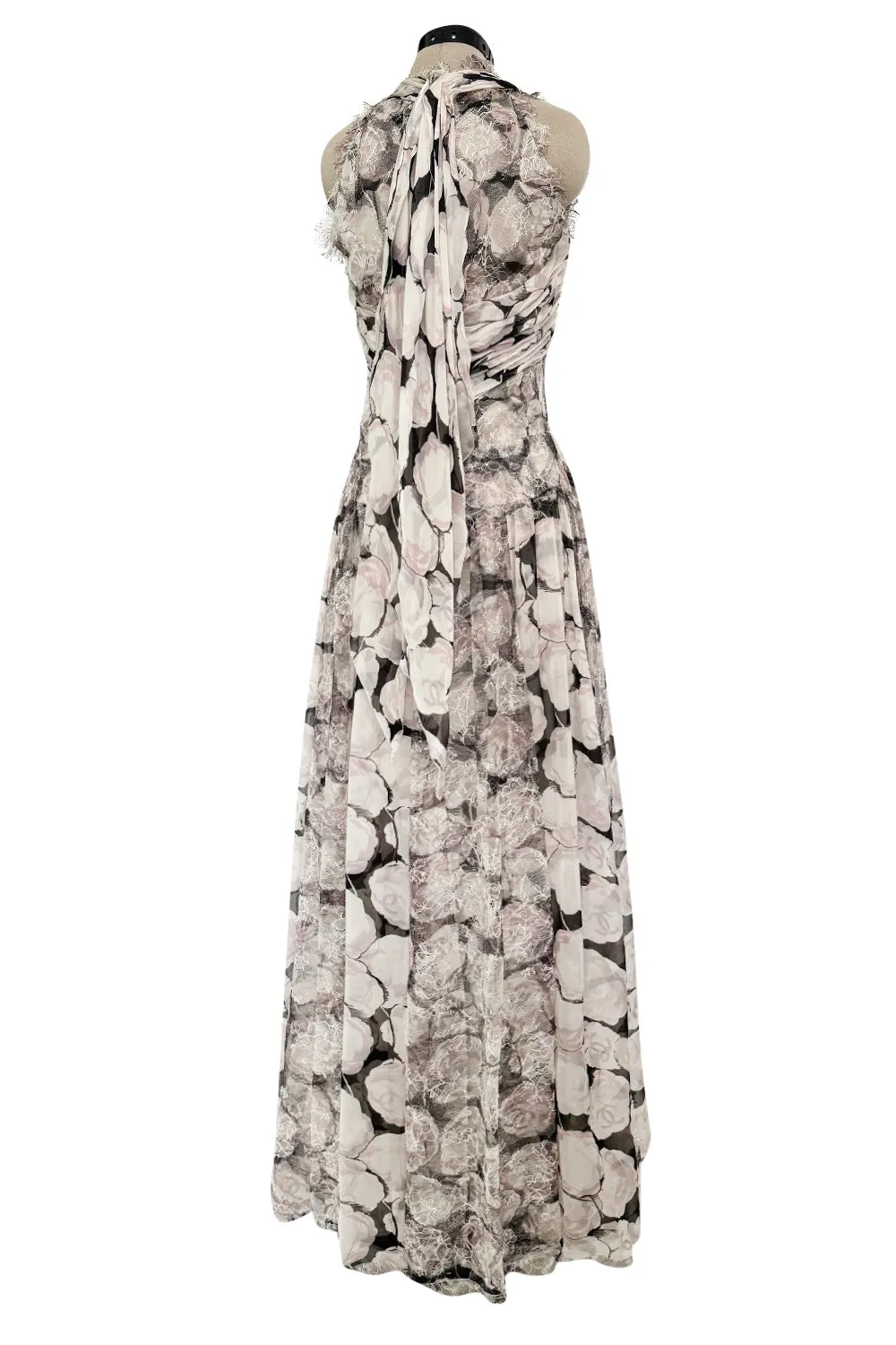 Dreamy Fall 2004 Chanel by Karl Lagerfeld Runway Look 13 & Ad Campaign Floral Lace & Chiffon Dress