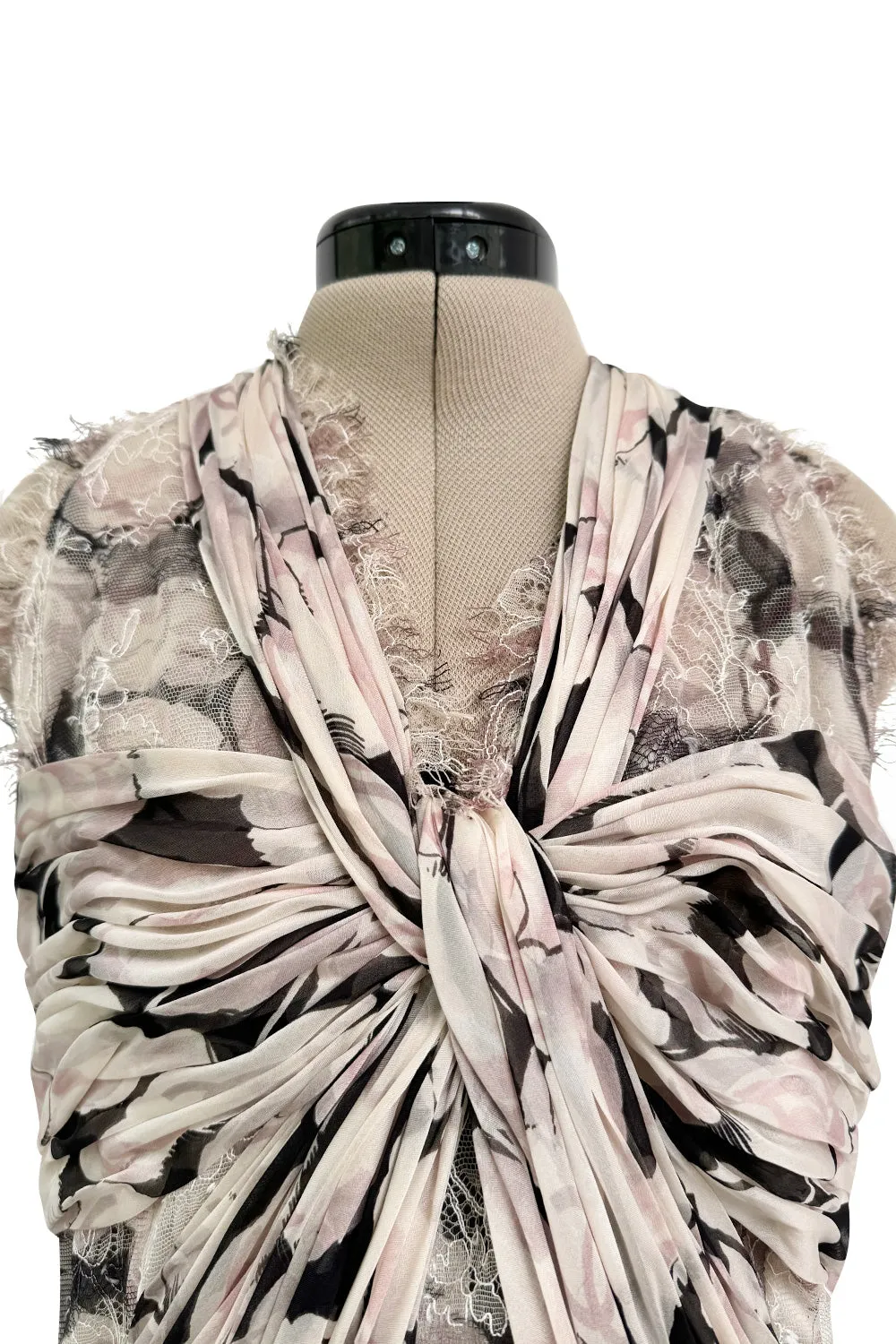 Dreamy Fall 2004 Chanel by Karl Lagerfeld Runway Look 13 & Ad Campaign Floral Lace & Chiffon Dress