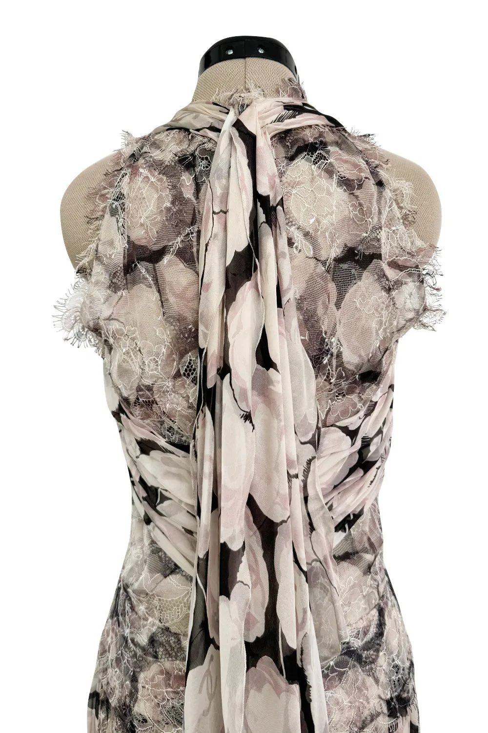 Dreamy Fall 2004 Chanel by Karl Lagerfeld Runway Look 13 & Ad Campaign Floral Lace & Chiffon Dress