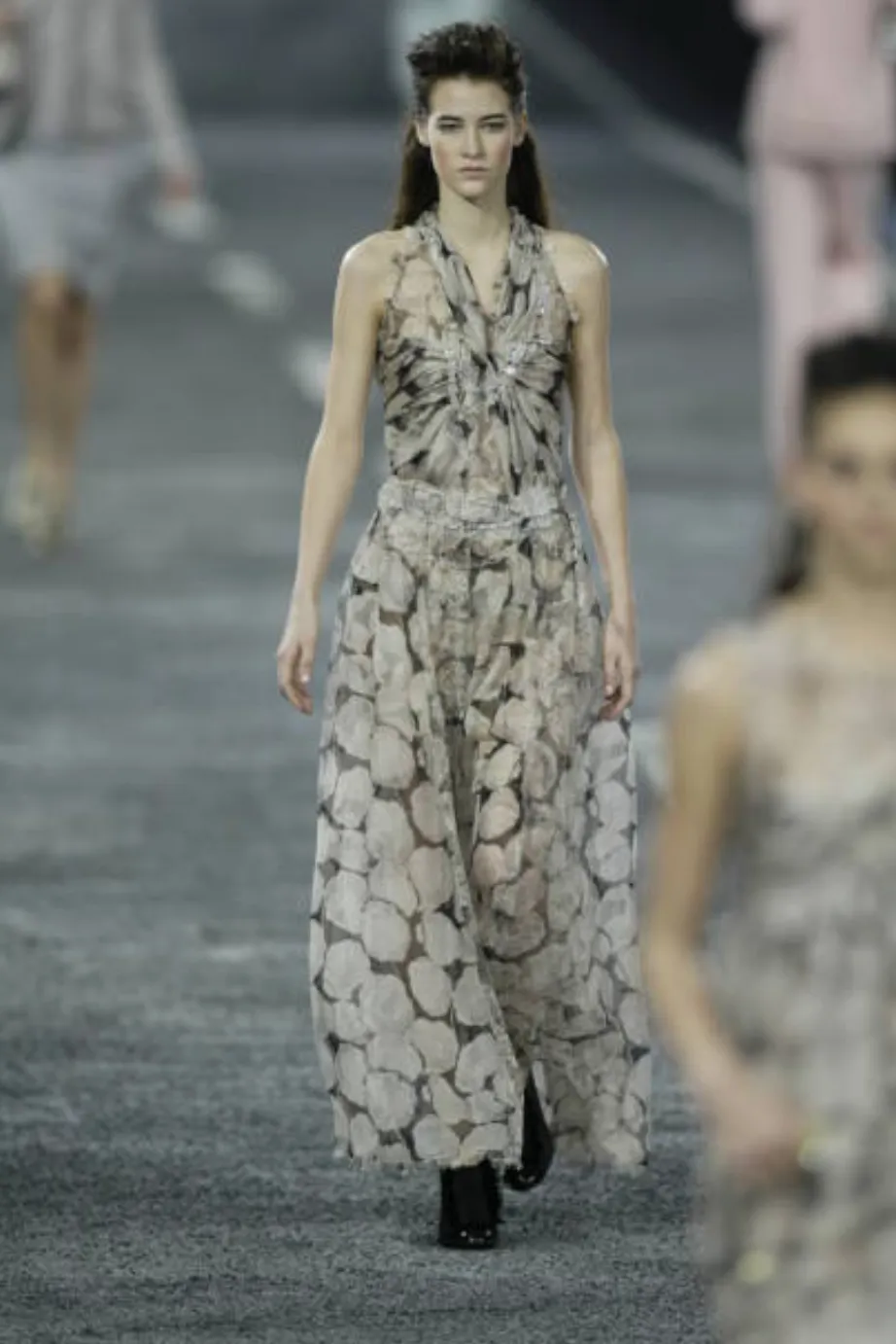Dreamy Fall 2004 Chanel by Karl Lagerfeld Runway Look 13 & Ad Campaign Floral Lace & Chiffon Dress