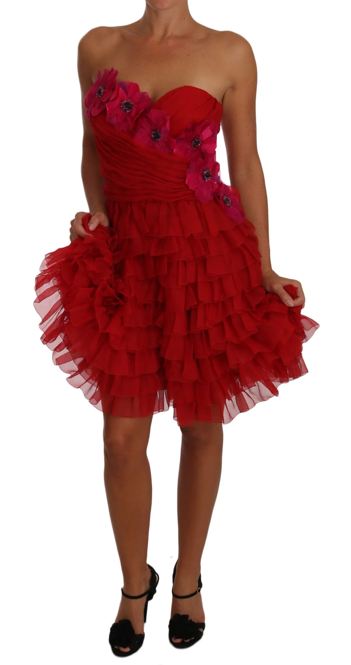 Dress  Pink Tulle Floral Application Bustier