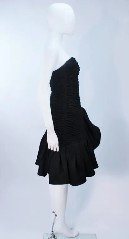 EMANUEL UNGARO Black Silk Cocktail Dress w/ Ruffles Size 4-6