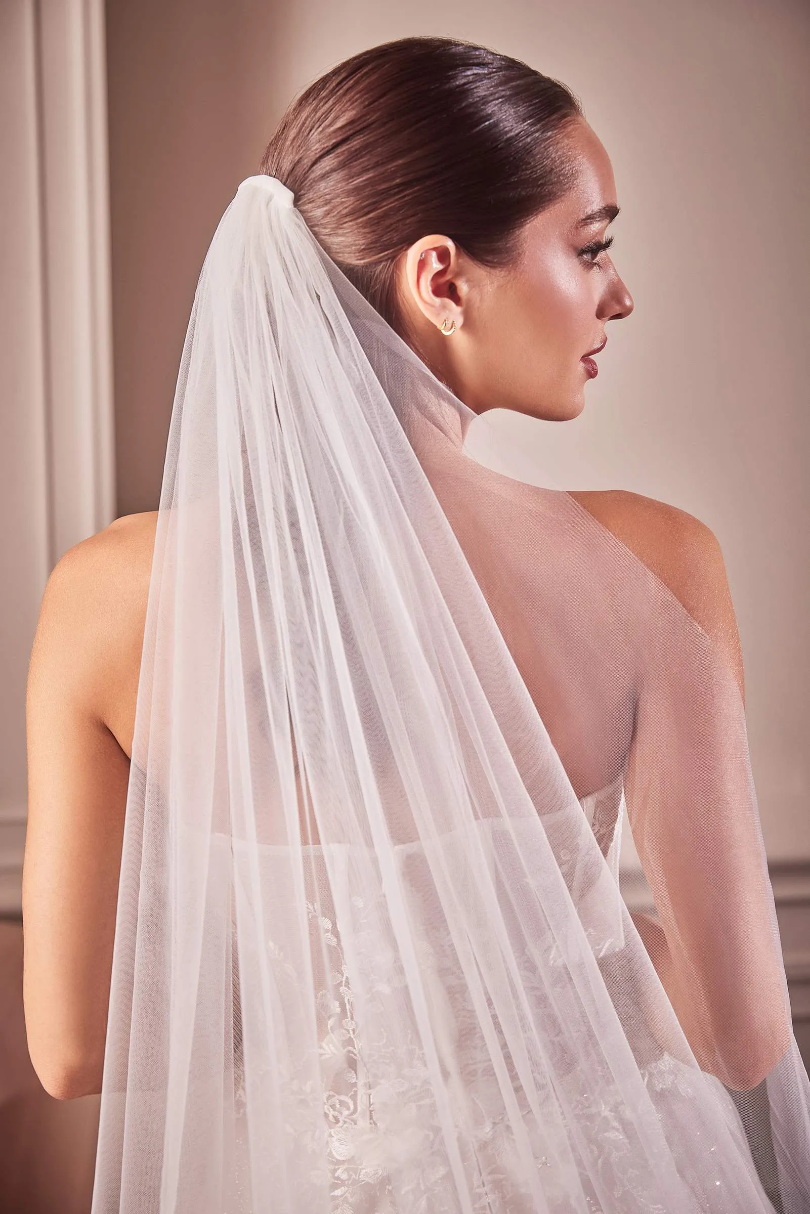 Embroidery Hem Lace Chapel Veil