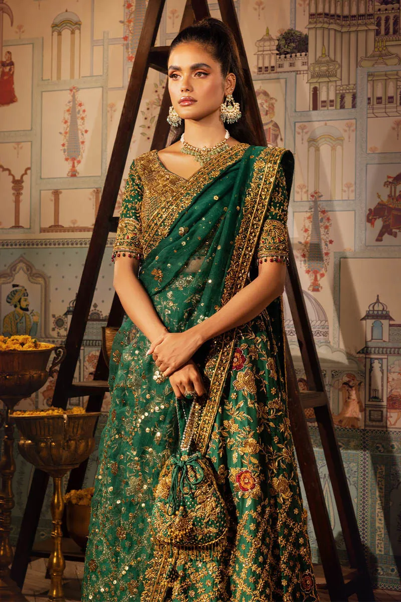 Emerald Green Lehenga Choli Pakistani Mehndi Dresses