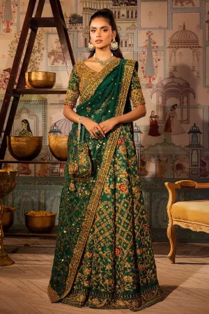 Emerald Green Lehenga Choli Pakistani Mehndi Dresses