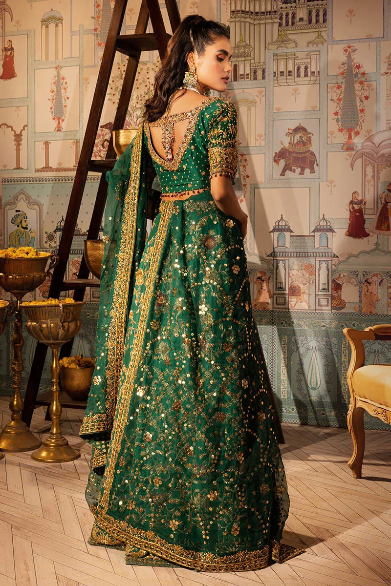 Emerald Green Lehenga Choli Pakistani Mehndi Dresses